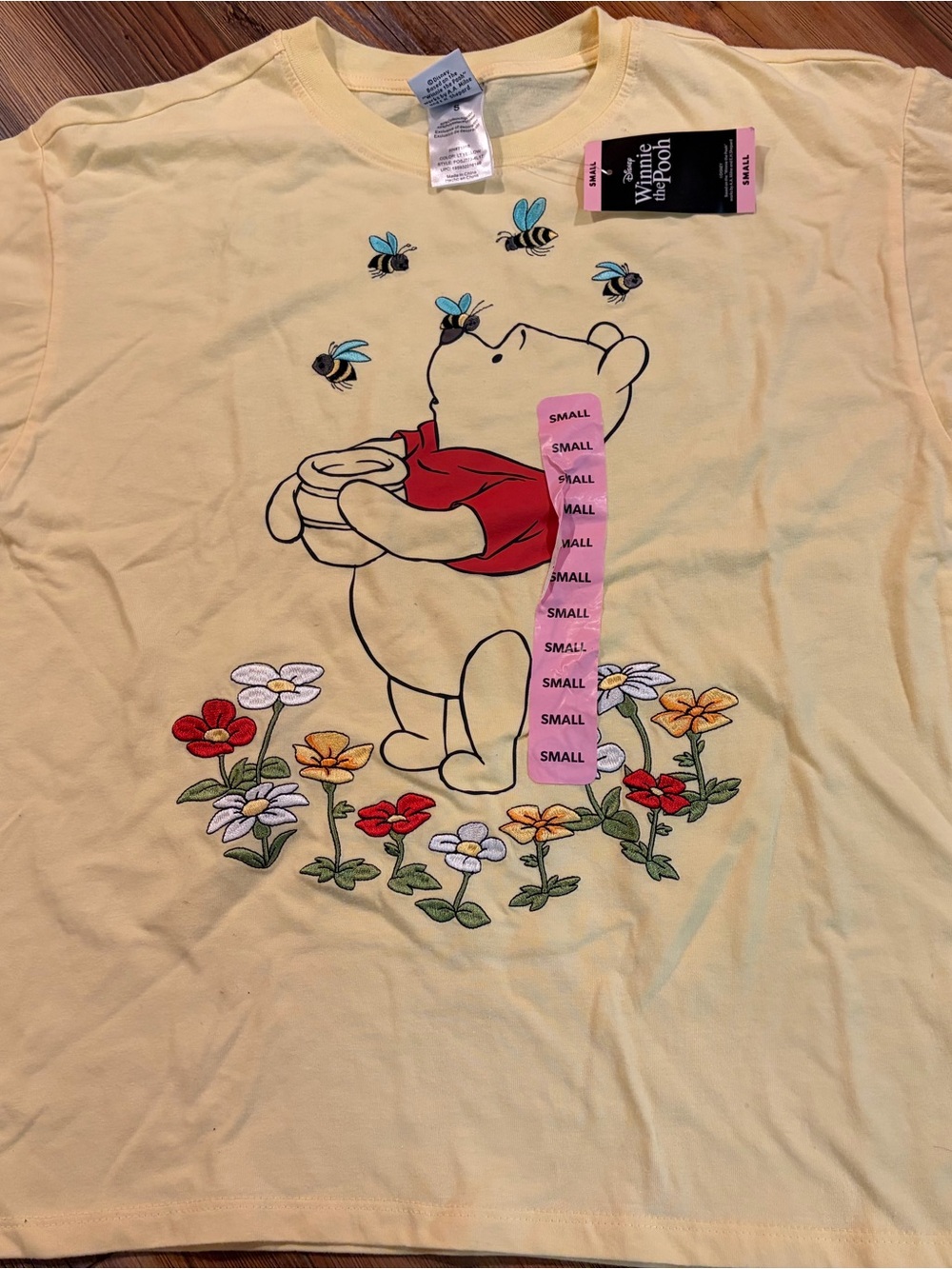 Yellow Kids Tee with Bee & Flower Print - Small